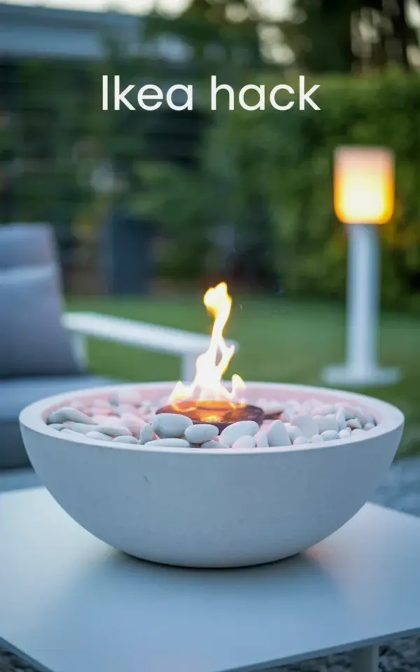 IKEA Hack White Ceramic Fire Bowl for Cozy Outdoor Evenings