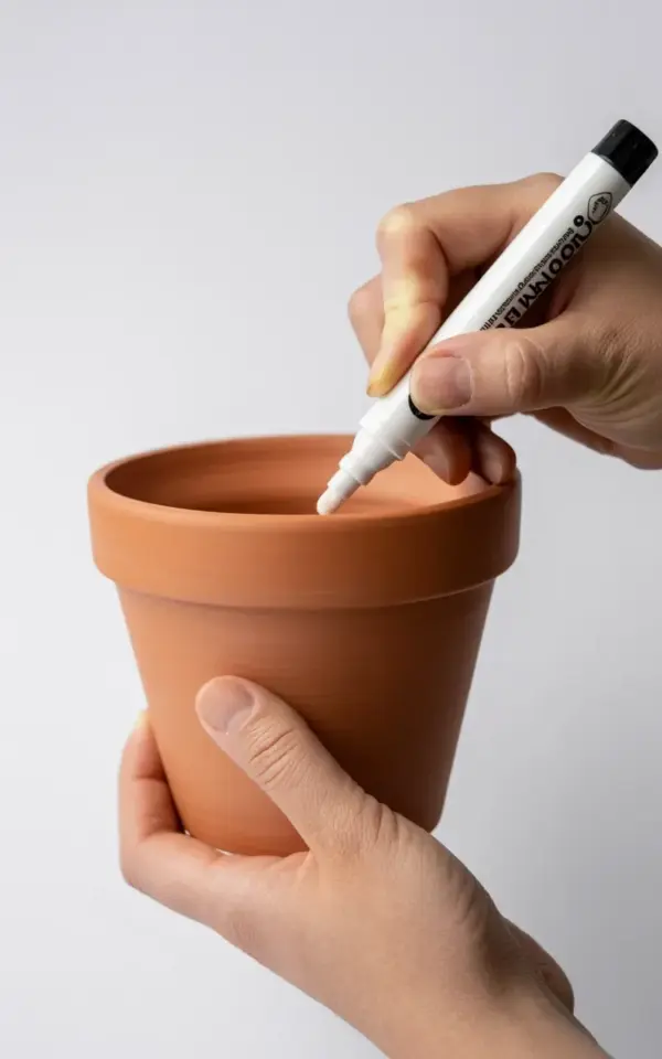 Painted Terracotta Pot Before and After | White Marker DIY