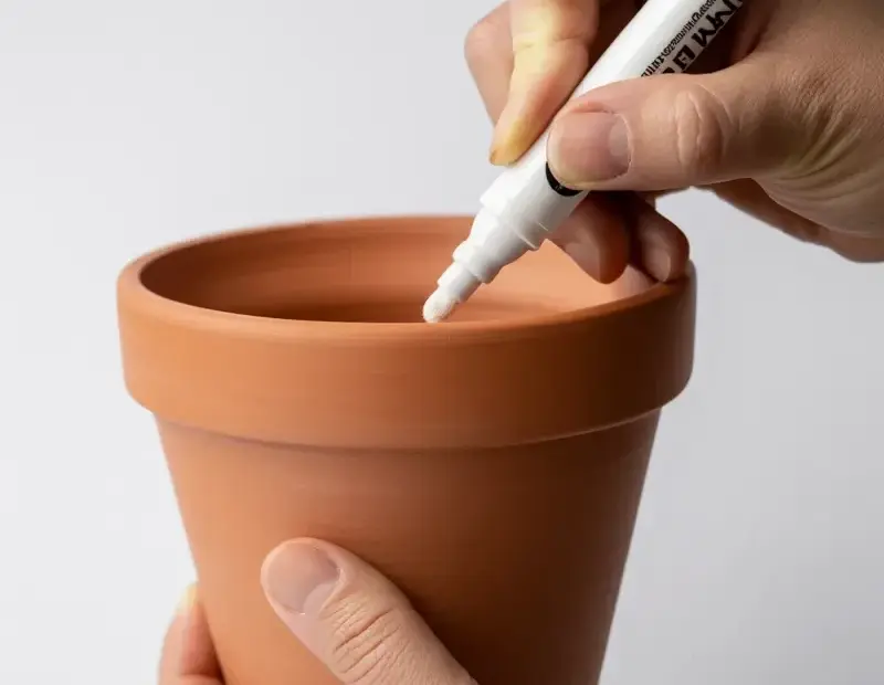 Painted Terracotta Pot Before and After | White Marker DIY