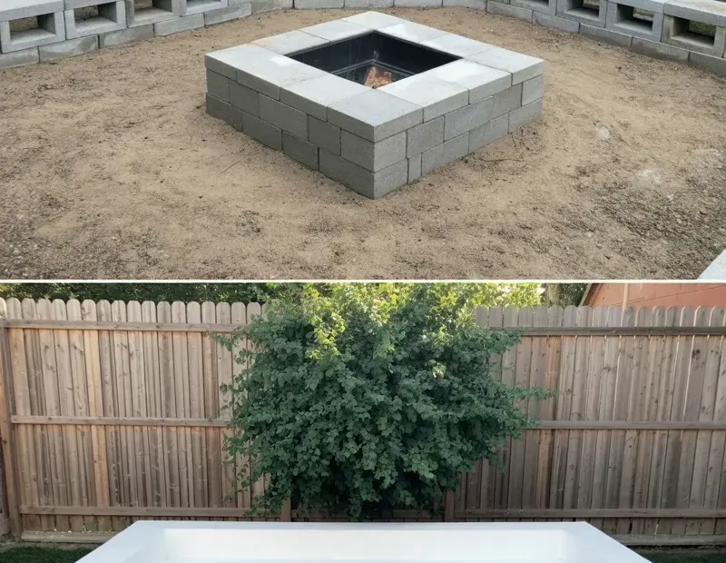 DIY Fire Pit Makeover: Painting Cinder Blocks & Adding Pavers | Backyard Before and After
