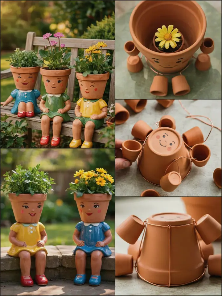 Clay Pot Flower People | Easy Garden Craft Project | Outdoor Decor Ideas
