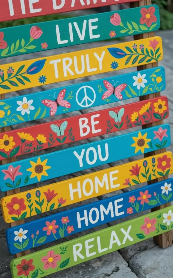 DIY Painted Fence Slat Garden Art - Easy Inspirational Sign Ideas
