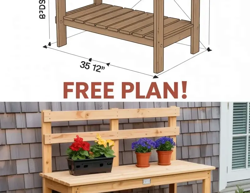Free DIY Potting Bench Plan with Diagram | Before & After Woodworking Build