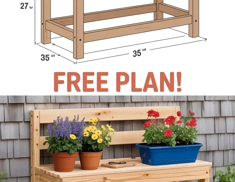 DIY Potting Bench Plan - Free Woodworking Diagram with Measurements