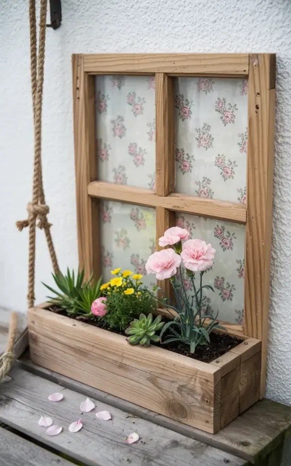 Rustic Window Box Planter DIY from Old Window Frame