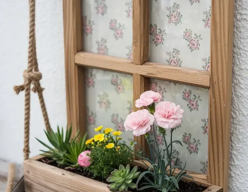 Rustic Window Box Planter DIY from Old Window Frame
