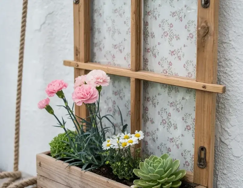 Rustic Window Box Planter from an Old Window Frame | Cozy Cottage Garden Idea